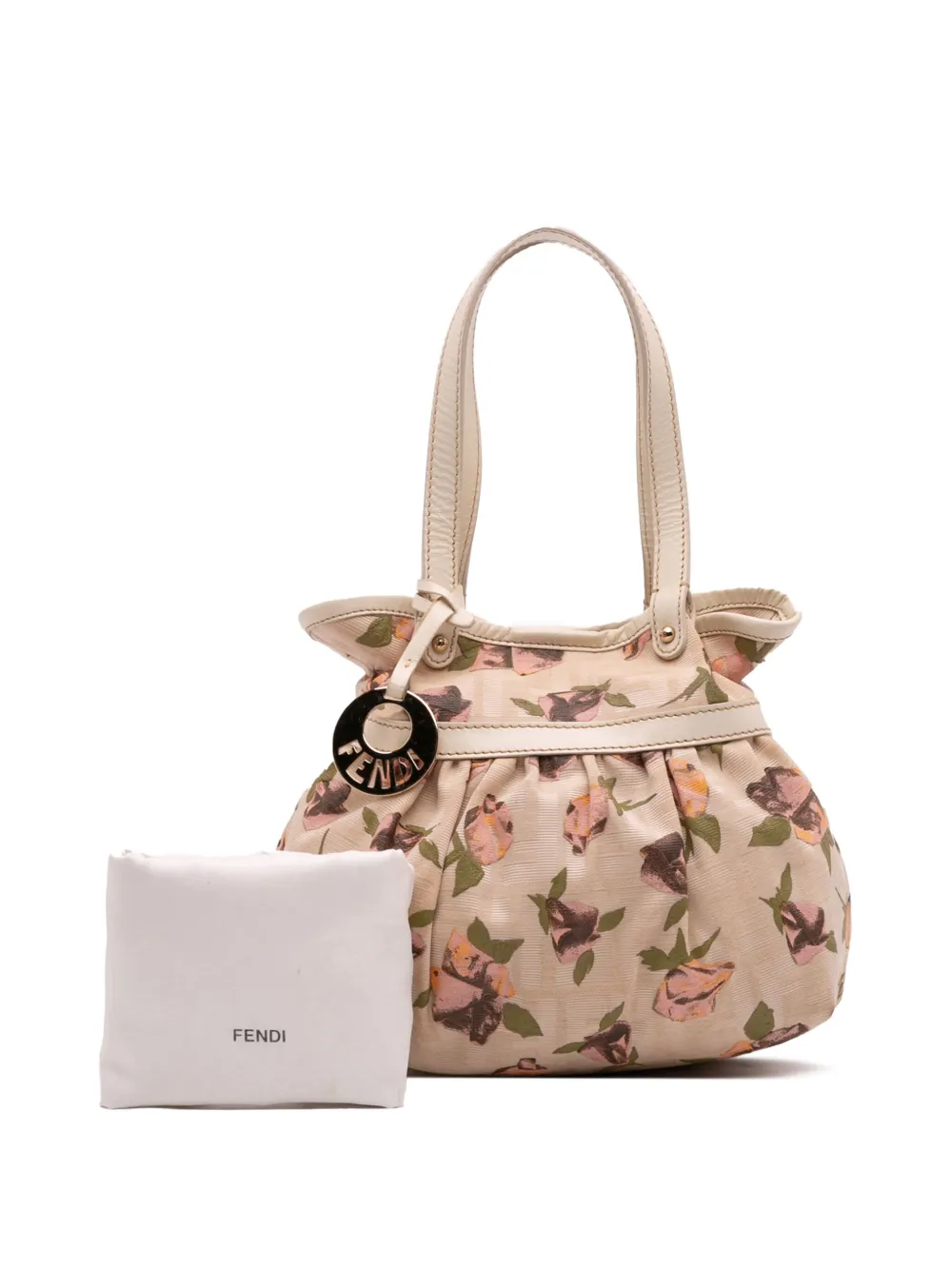 Pre-owned Fendi 2010-2025 Mini Zucca Canvas Rose Printed Chef Handbag In Brown