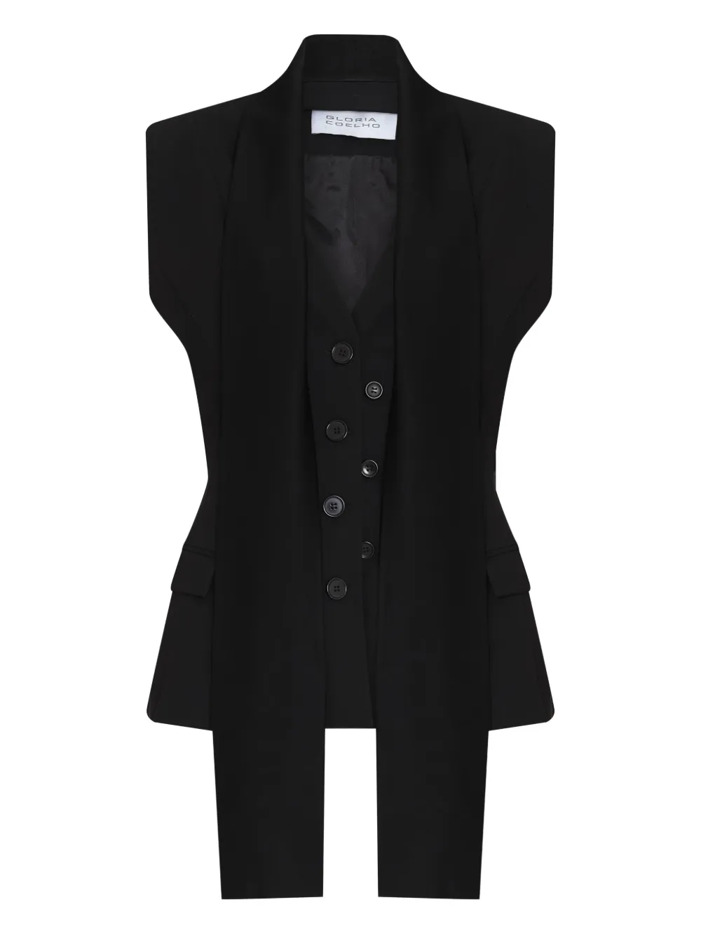 Gloria Coelho Sleeveless Buttoned Waistcoat In Black