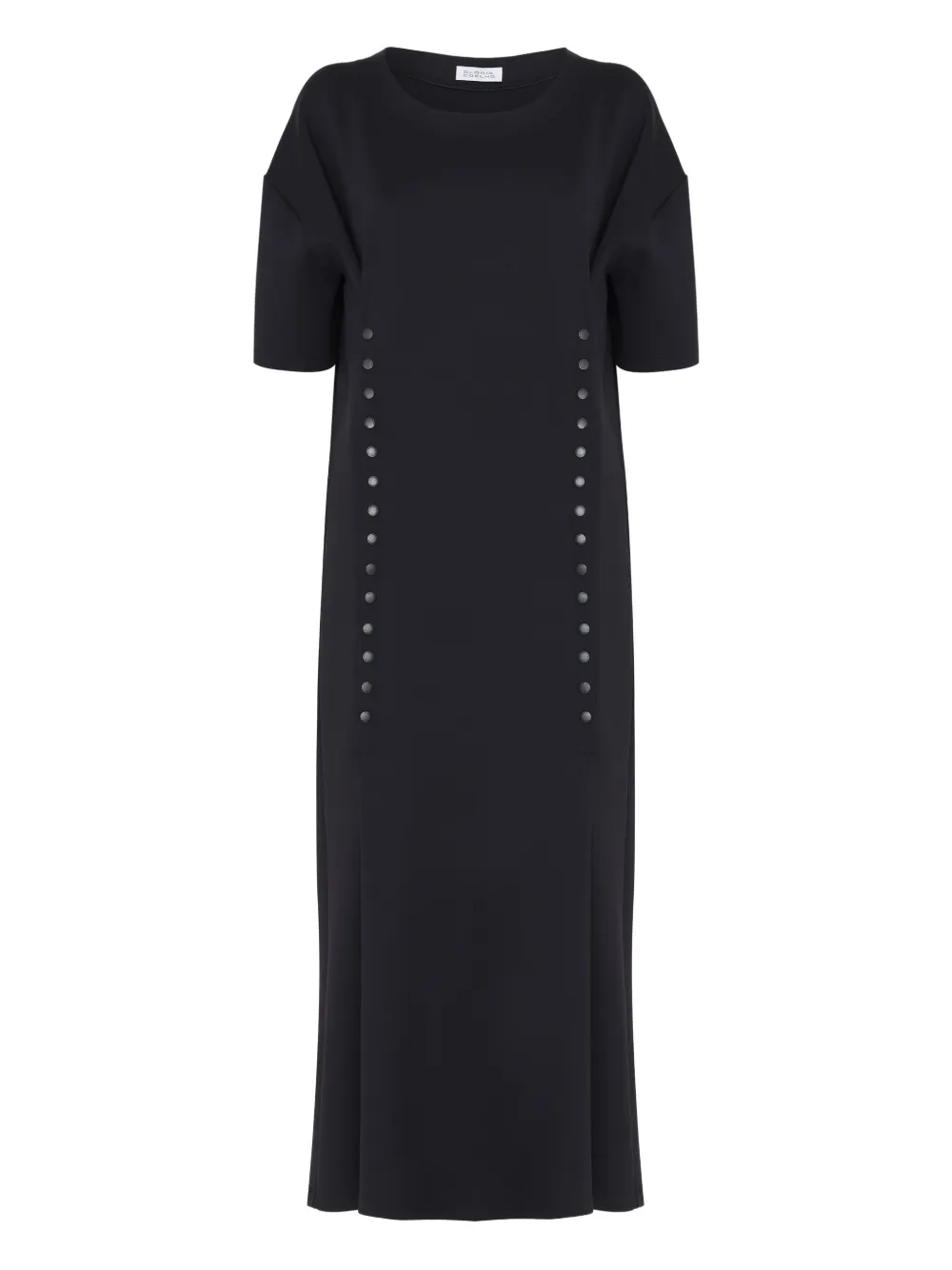 Gloria Coelho Button-detailed Short-sleeve Midi Dress In Black
