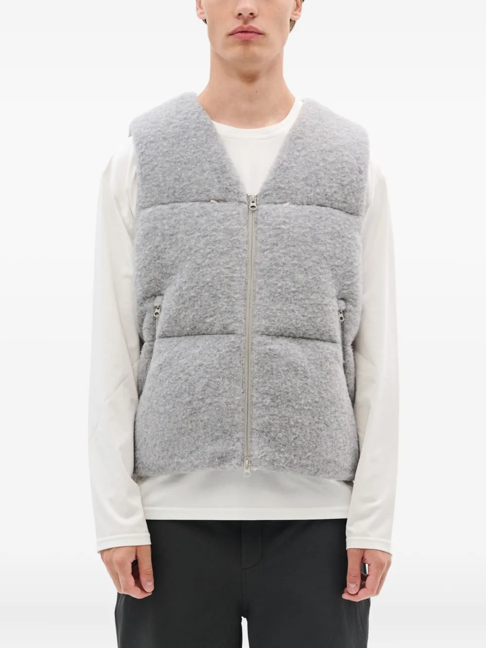 Hiking Patrol Quilted Zip-front Gilet In Gray