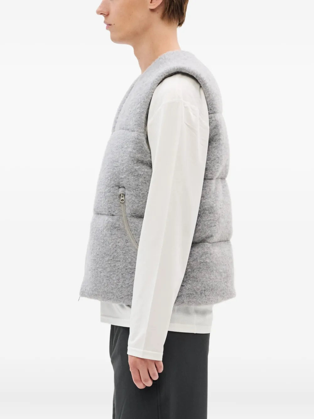 Hiking Patrol Quilted Zip-front Gilet In Gray
