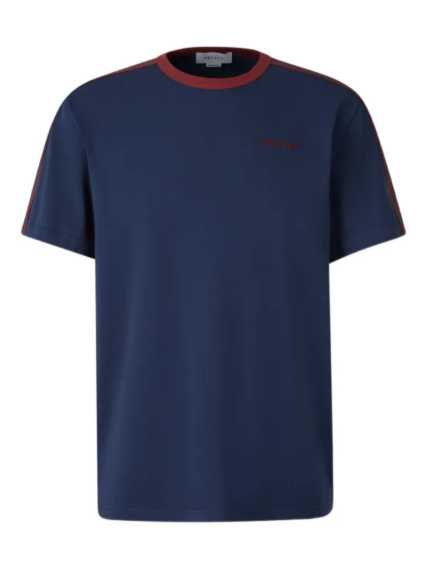 Alexander McQueen ribbed-trim graphic-print T-shirt Blue Farfetch