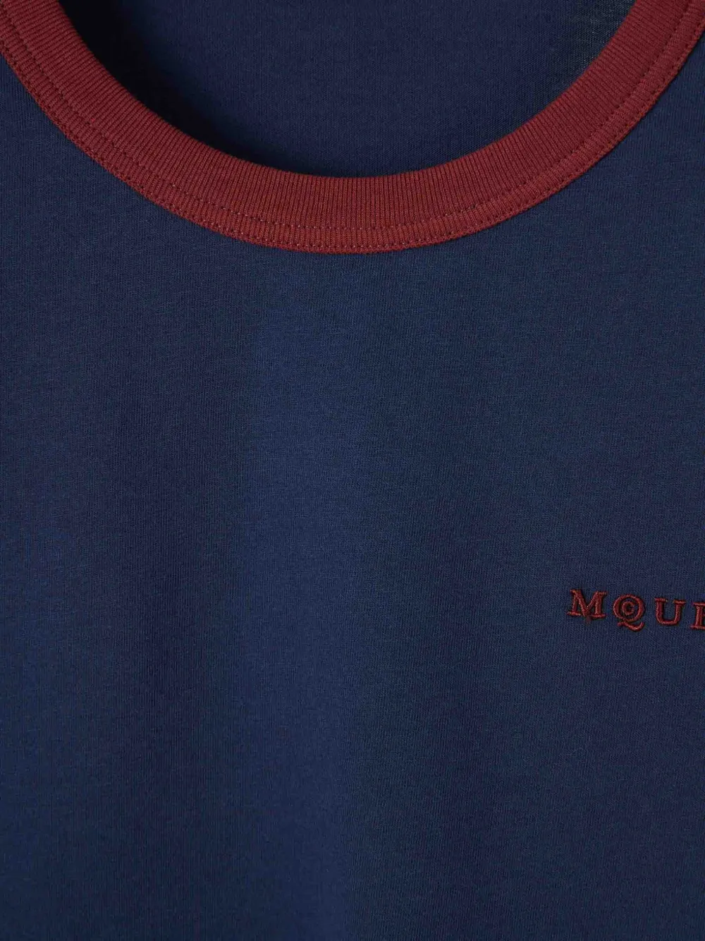 Alexander Mcqueen Ribbed-trim Graphic-print T-shirt In Blue