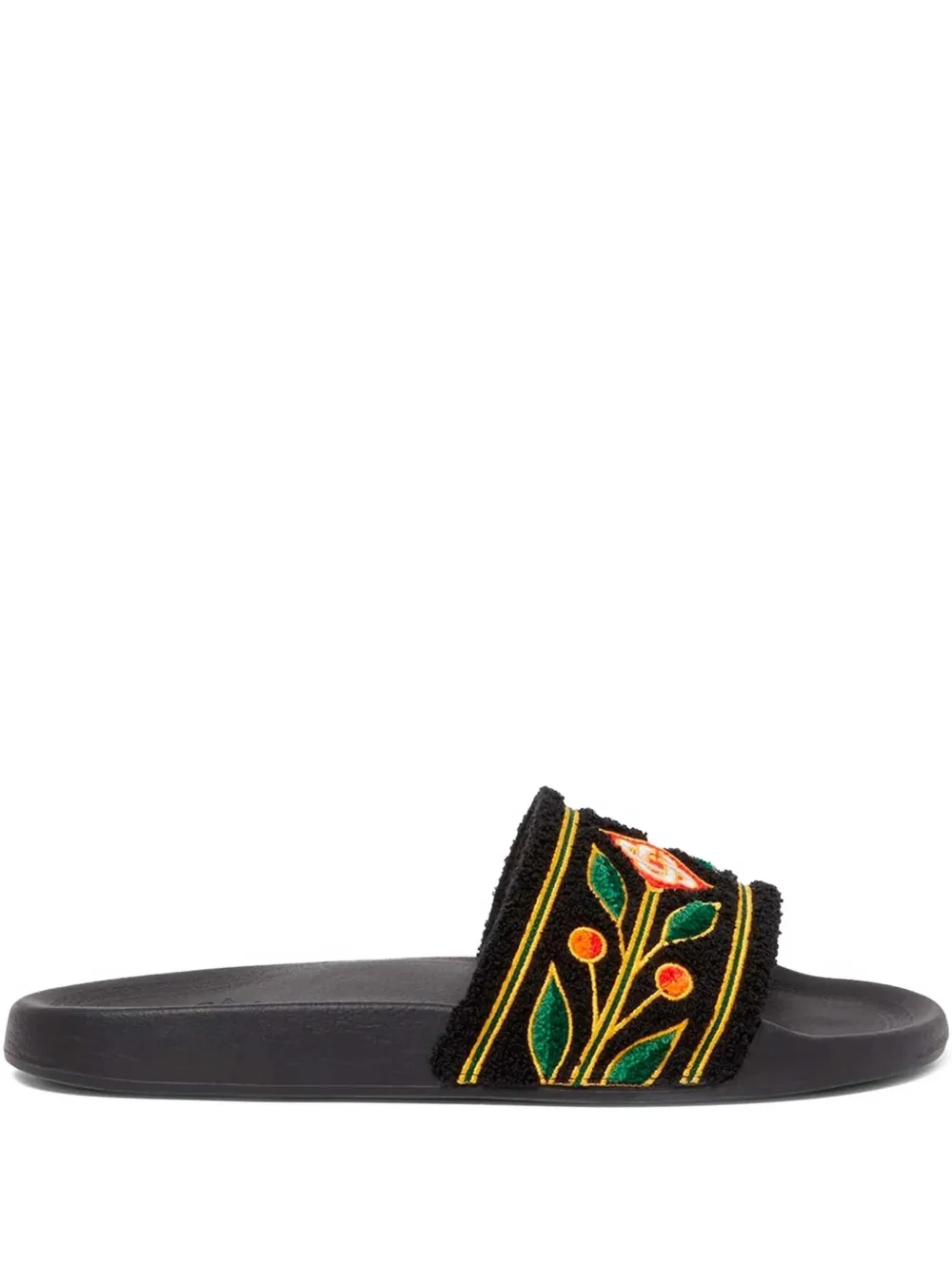 Casablanca embroidered terry-cloth slides Black