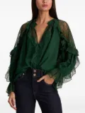 alice + olivia Aleena lace-trimmed ruffled blouse - Green