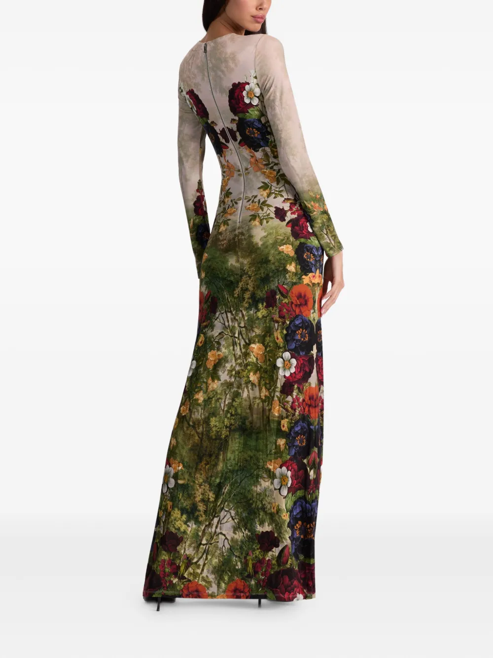 Alice And Olivia Delora Floral-print Long-sleeve Maxi Dress In Multi
