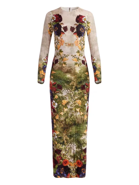 alice + olivia Delora floral-print long-sleeve maxi dress