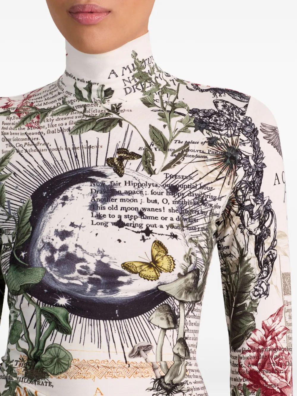 Alice And Olivia Graphic-print Turtleneck Top In Green