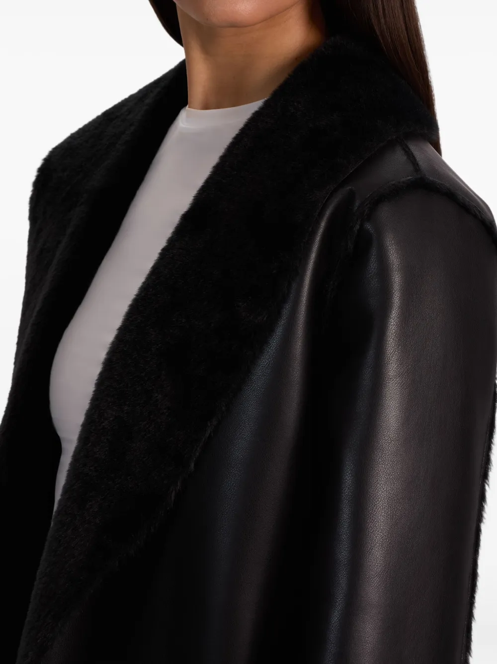 Alice And Olivia Shelby Faux-shearling Maxi Coat In Black