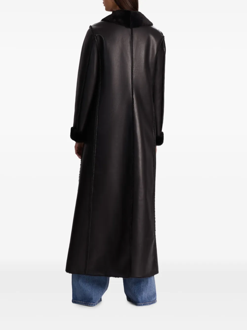 Alice And Olivia Shelby Faux-shearling Maxi Coat In Black