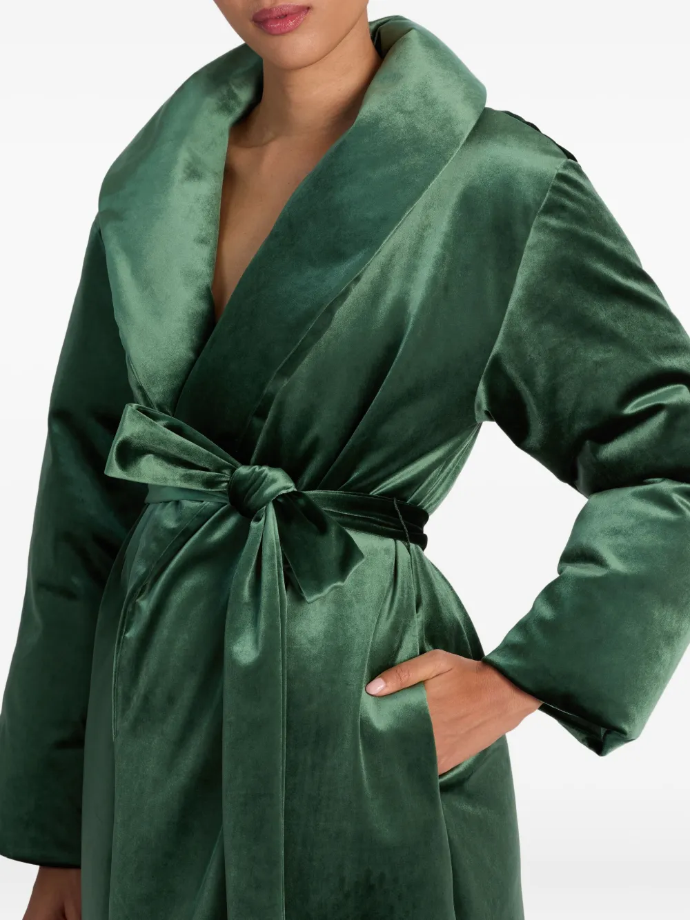 Alice And Olivia Ima Tie-belt Puffer Coat In Green