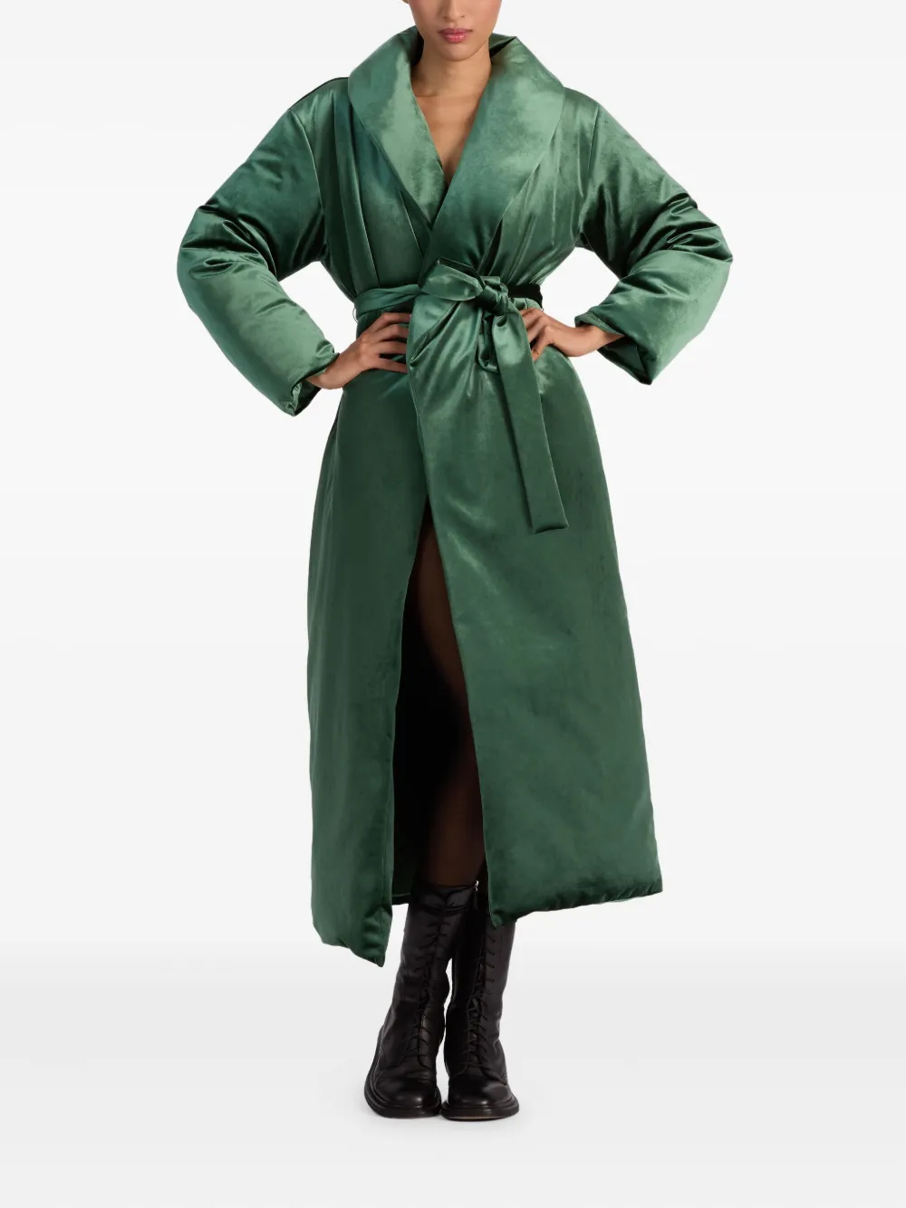 Alice + olivia Ima tie-belt puffer coat - Groen