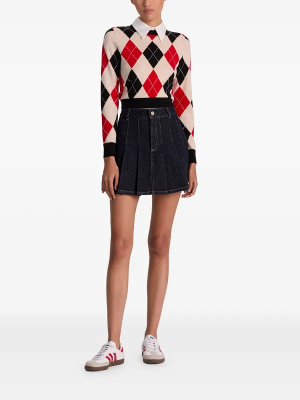 Alice + Olivia Suzie Pleated Denim Mini Skirt | Blue | FARFETCH