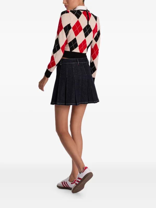 Alice + Olivia Suzie Pleated Denim Mini Skirt | Blue | FARFETCH