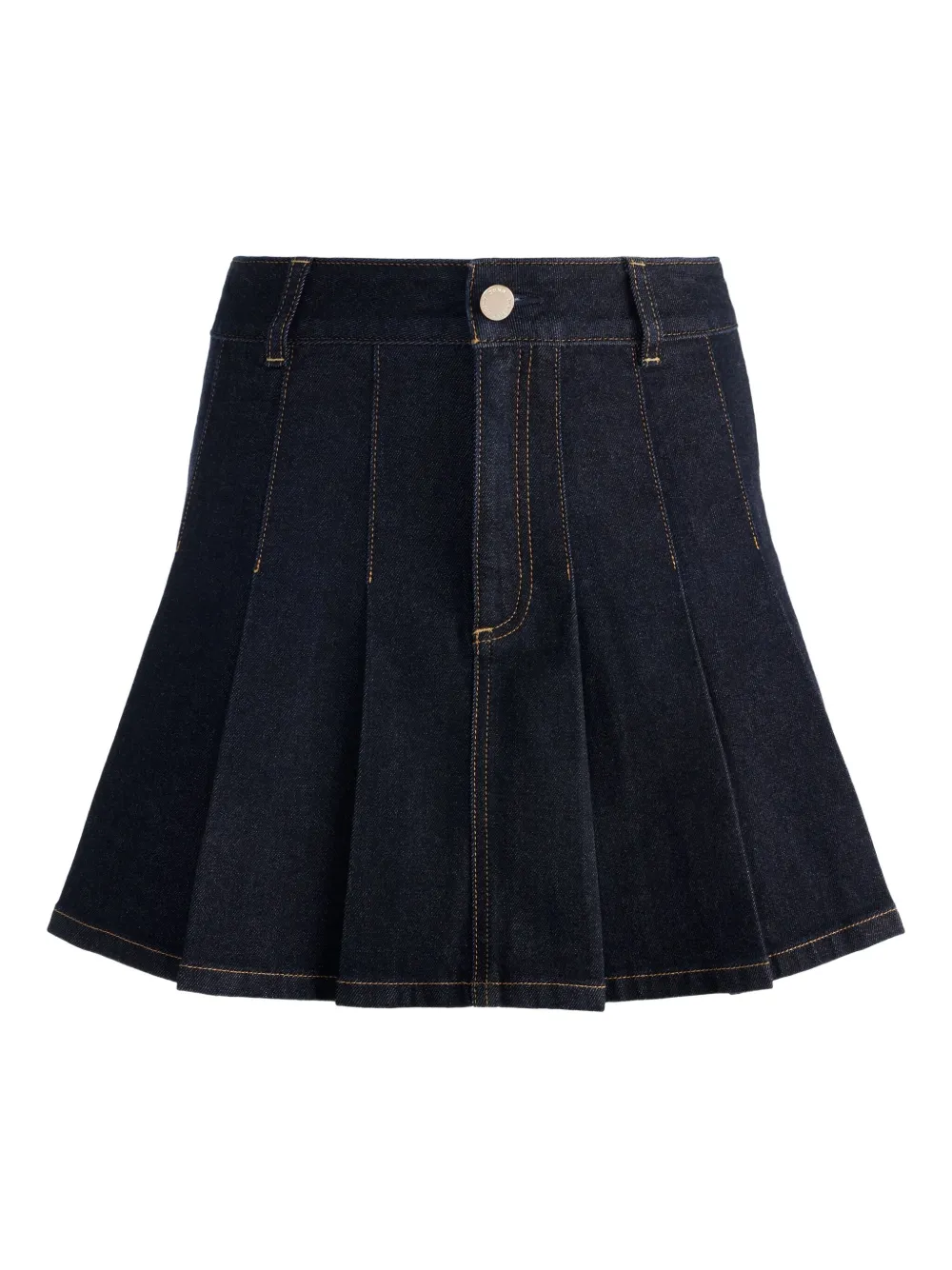 Alice And Olivia Suzie Pleated Denim Mini Skirt In Blue
