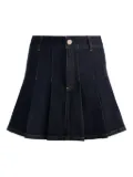 alice + olivia Suzie pleated denim mini skirt - Blue