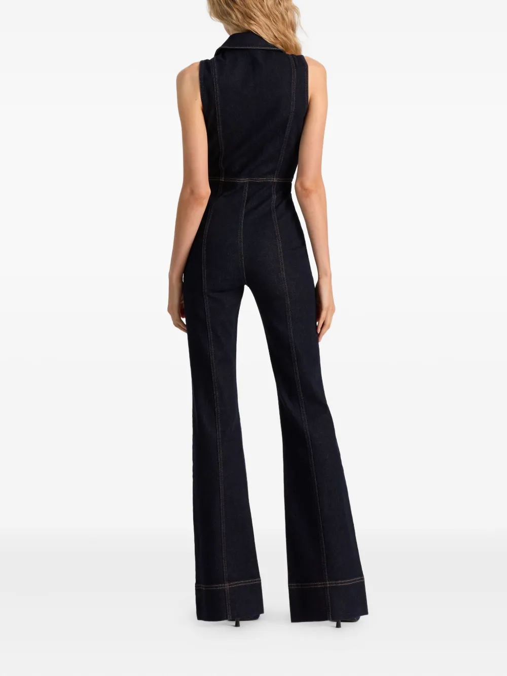 Alice And Olivia Rachel Sleeveless Button-detail Jumpsuit In Blue