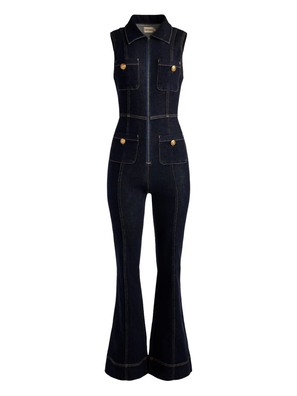 Alice And Olivia Rachel Sleeveless Button-detail Jumpsuit In Blue