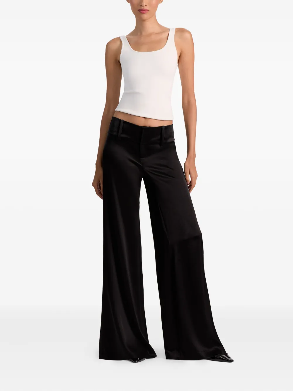 Alice + olivia Low waist broek met wijde pijpen - Zwart