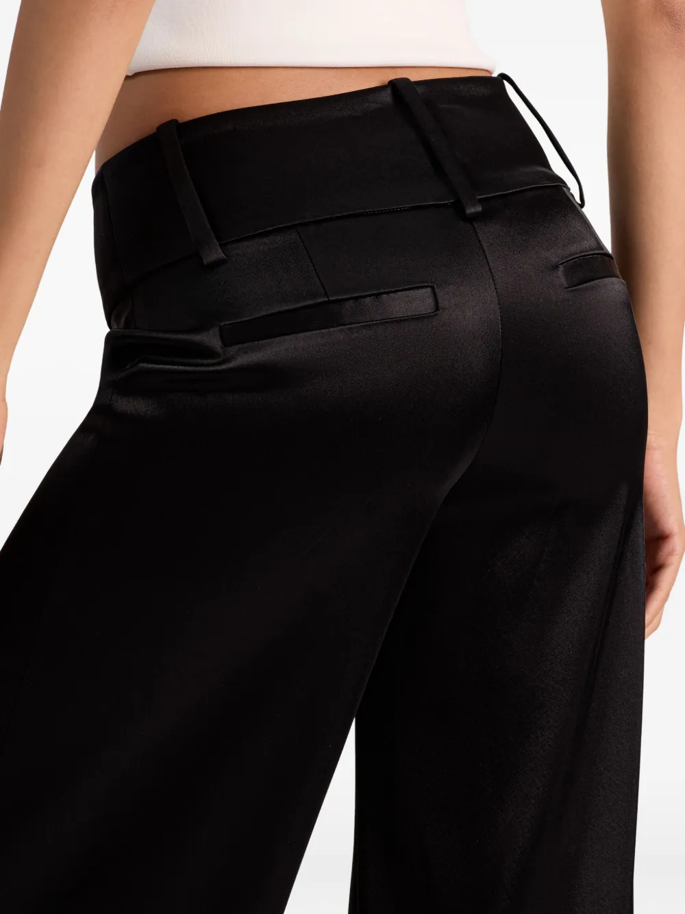 Alice And Olivia Low-rise Wide-leg Trousers In Black