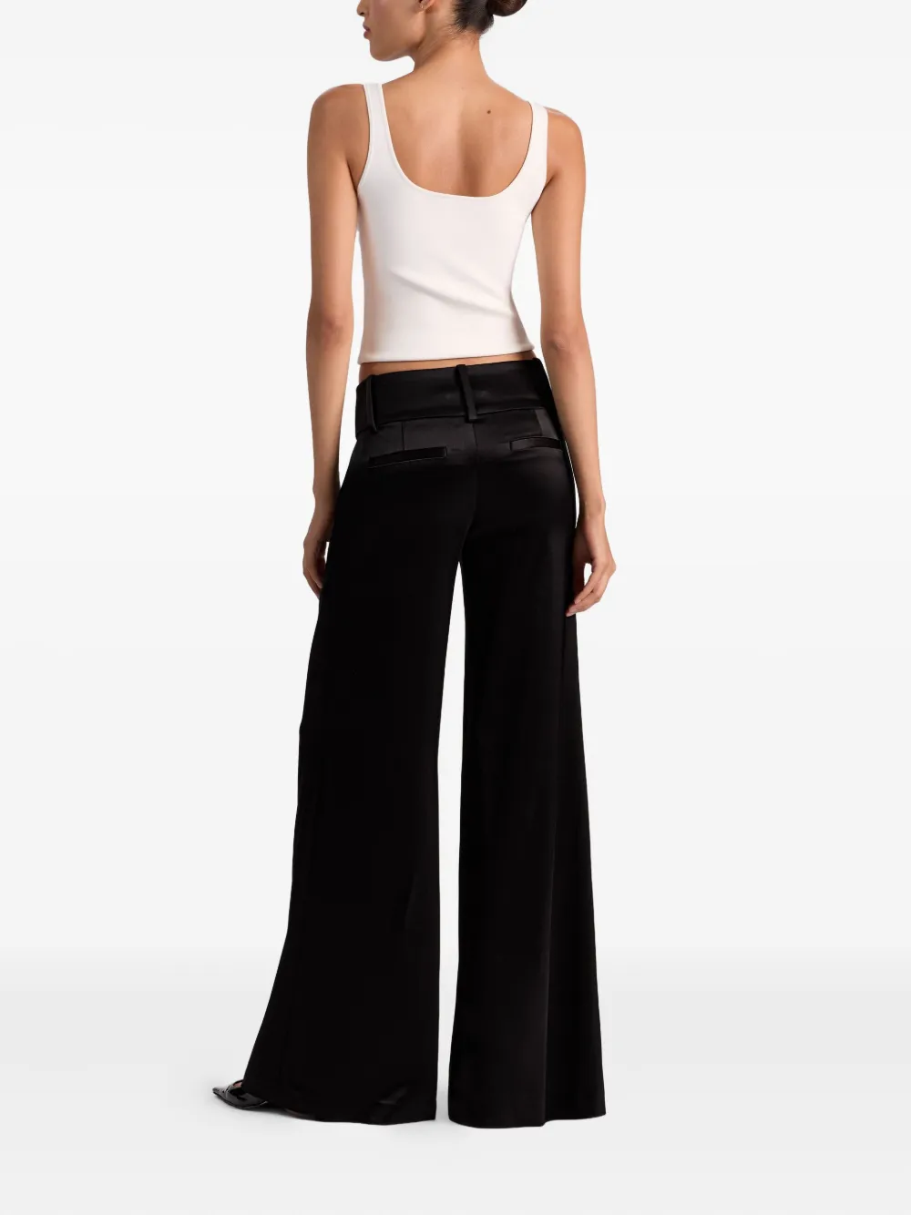 Alice And Olivia Low-rise Wide-leg Trousers In Black