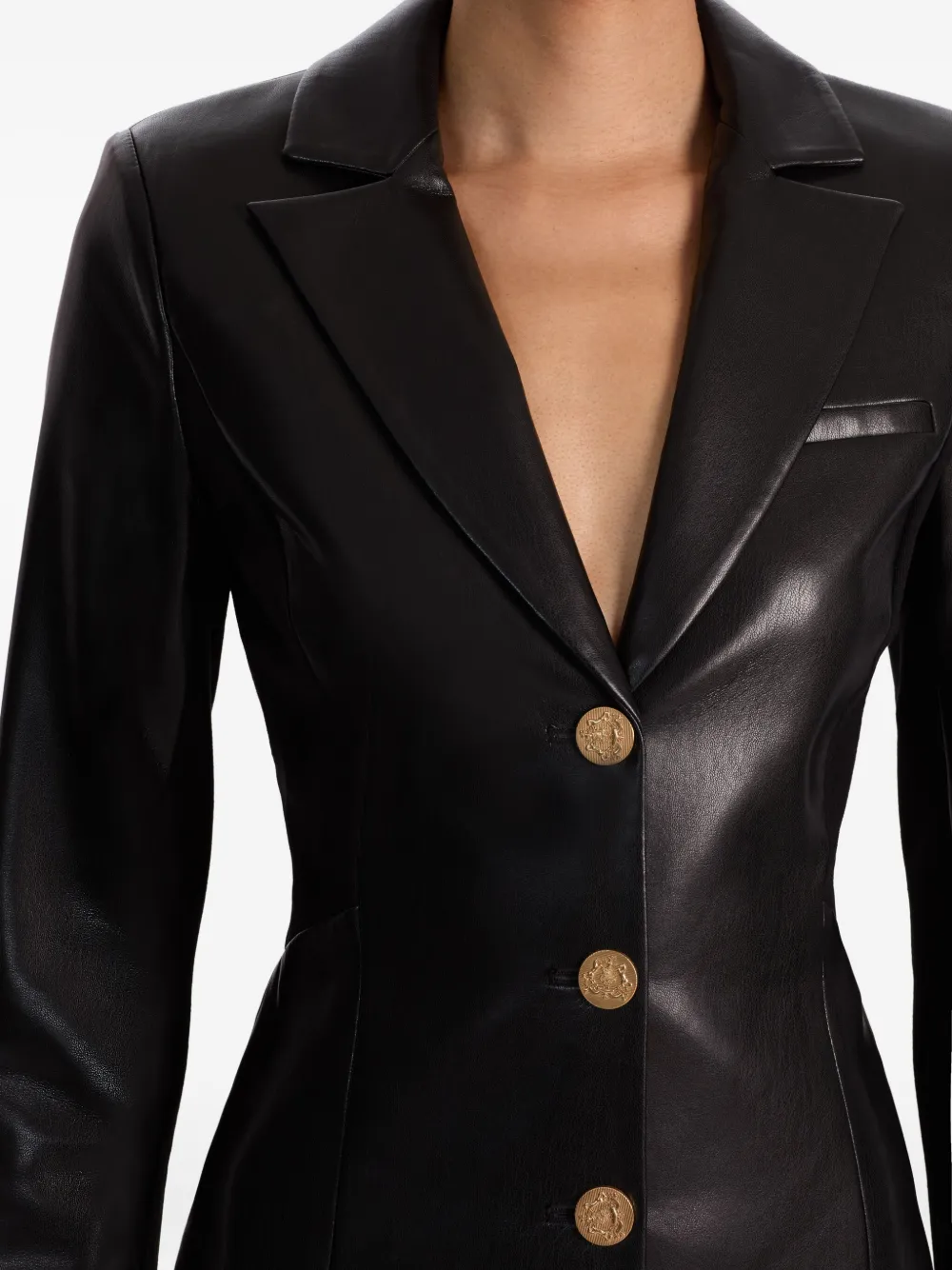 Alice And Olivia Michelle Button-front Mini Dress In Black