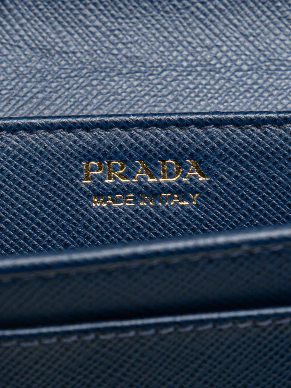 Pre-owned Prada 2000-2025 Saffiano On Chain Card Holder In Blue