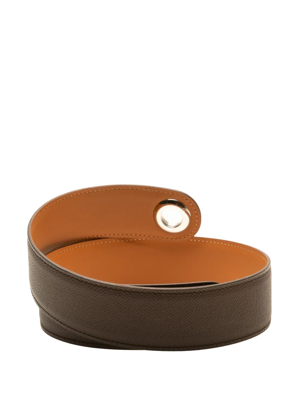 Pre-owned Hermes 2005 Epsom Kimono Strap M Belt In Brown
