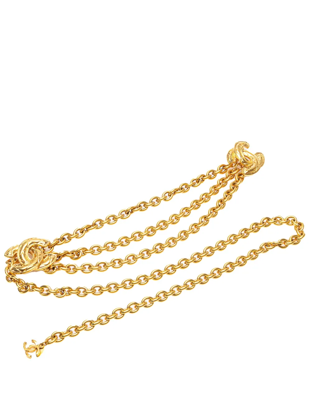 CHANEL Pre-Owned 1970-1980 ゴールドプレーテッド マトラッセ ココマーク トリプル チェーンベルト - CHANEL Pre-Owned 1970-1980 ゴールドプレーテッド マトラッセ ココマーク トリプル チェーンベルト -