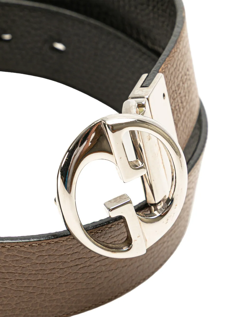 Pre-owned Gucci 2000-2015 Leather 1973 Reversible Belt In Brown