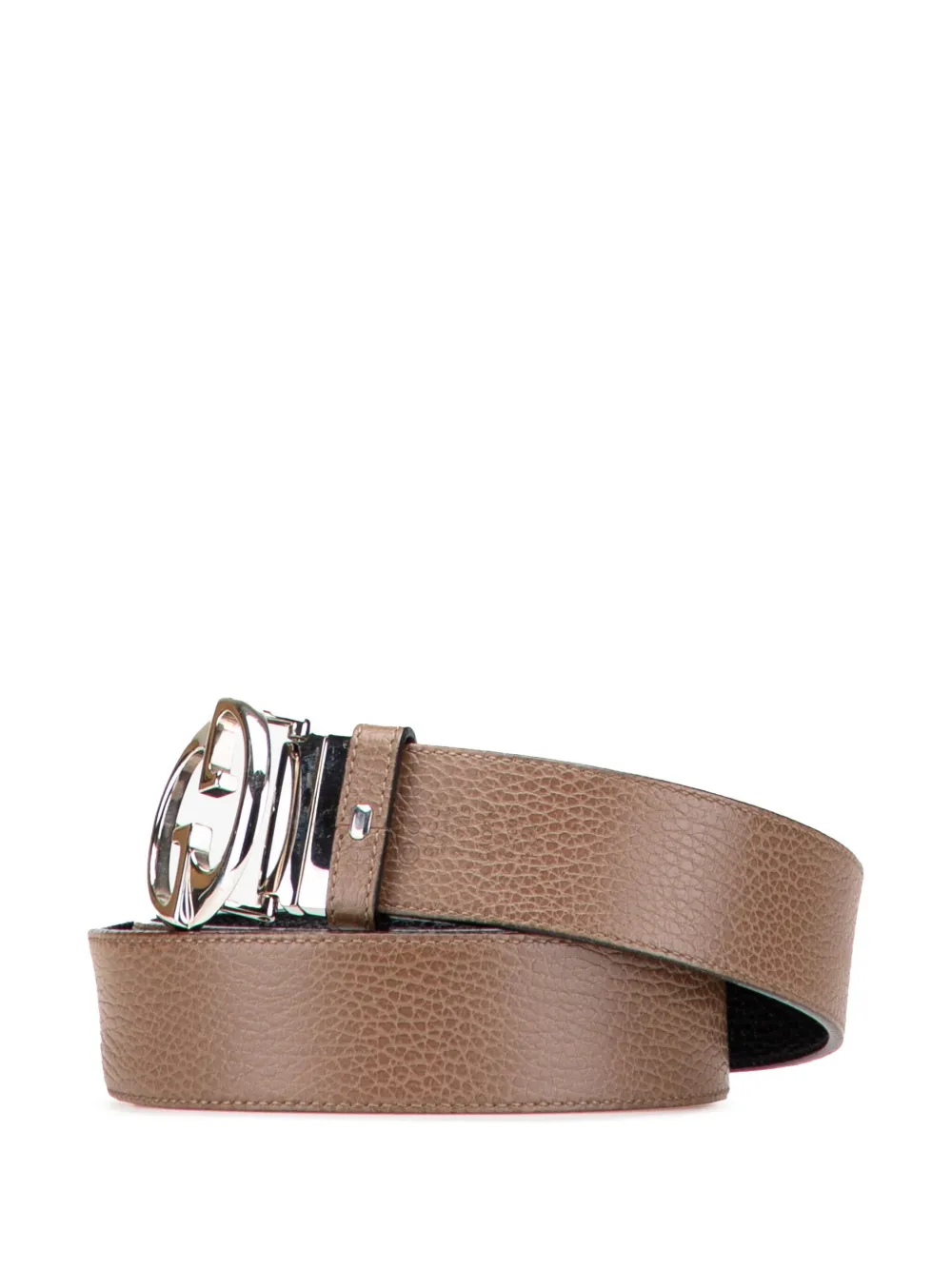 Pre-owned Gucci 2000-2015 Leather 1973 Reversible Belt In Brown