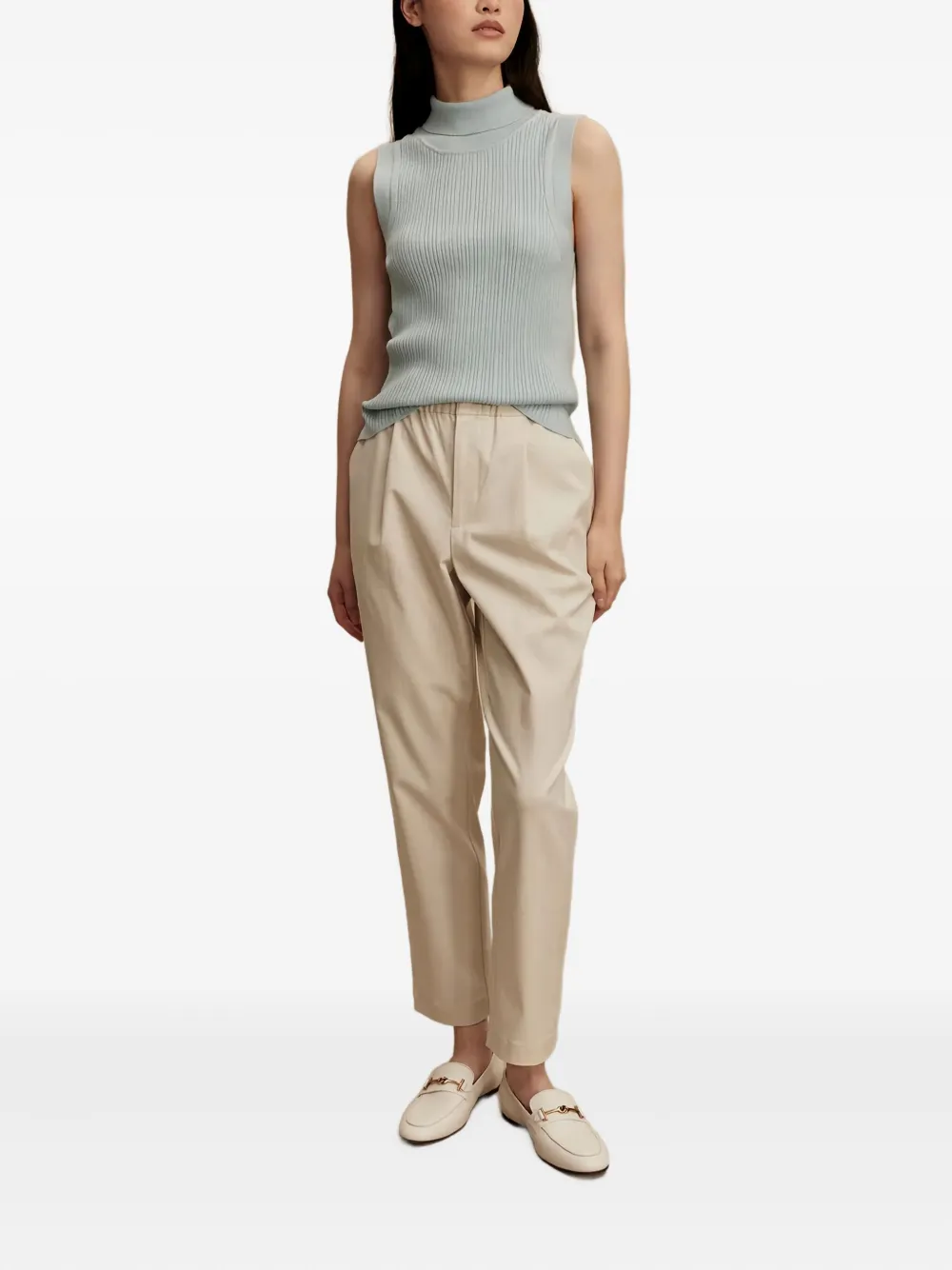 Varley Ribbed Turtleneck Tank Top In Green