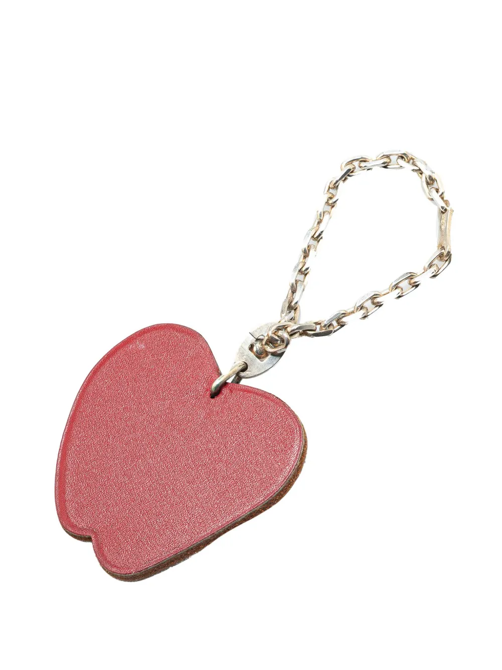 Pre-owned Hermes 2000-2025 Leather Apple Bag Charm Key Chain In Red