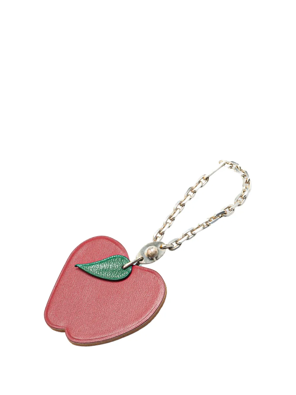 Pre-owned Hermes 2000-2025 Leather Apple Bag Charm Key Chain In Red