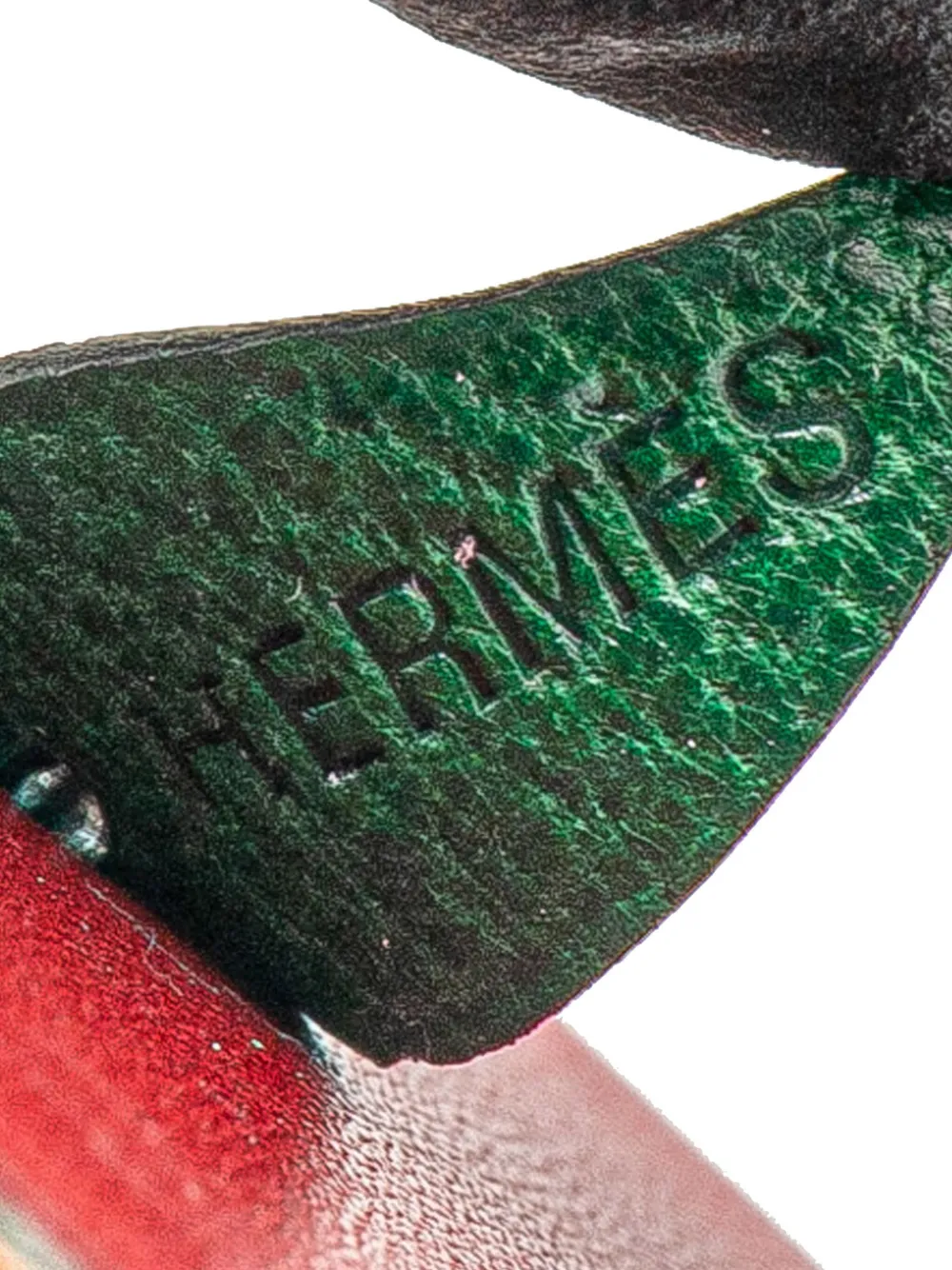 Pre-owned Hermes 2000-2025 Leather Apple Bag Charm Key Chain In Red