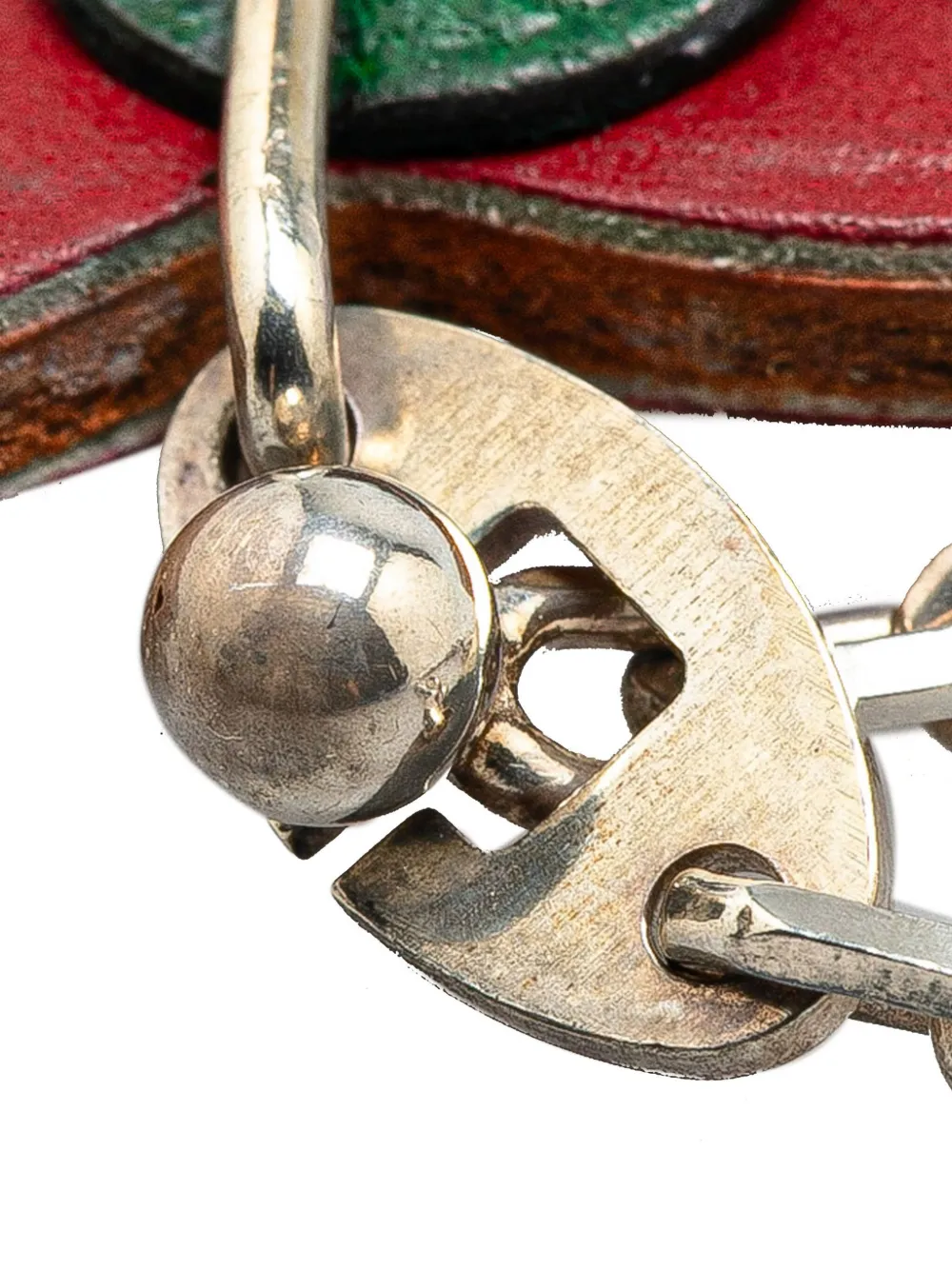Pre-owned Hermes 2000-2025 Leather Apple Bag Charm Key Chain In Red