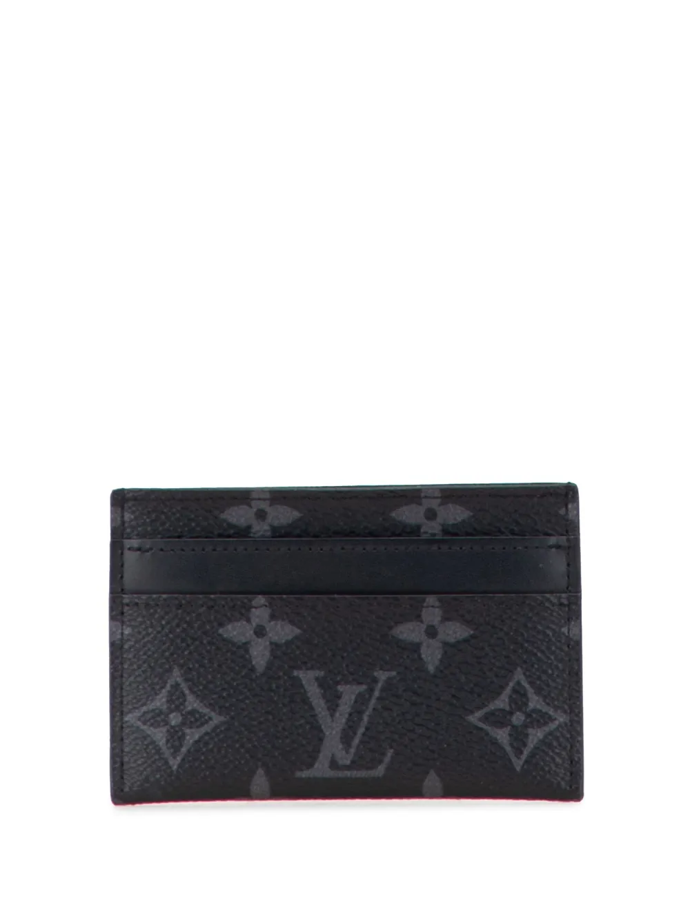 Pre-owned Louis Vuitton 2021-2025 Monogram Eclipse Double Card Holder In Black