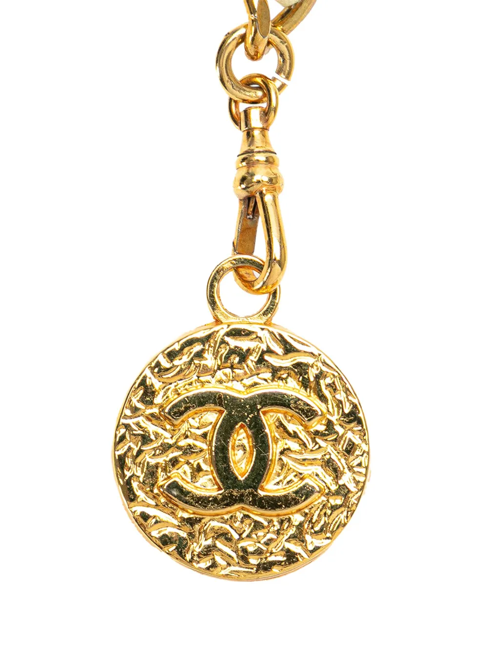 CHANEL Pre-Owned 1982 Gold Plated Medallion Leather Woven Chain belt | Image 2