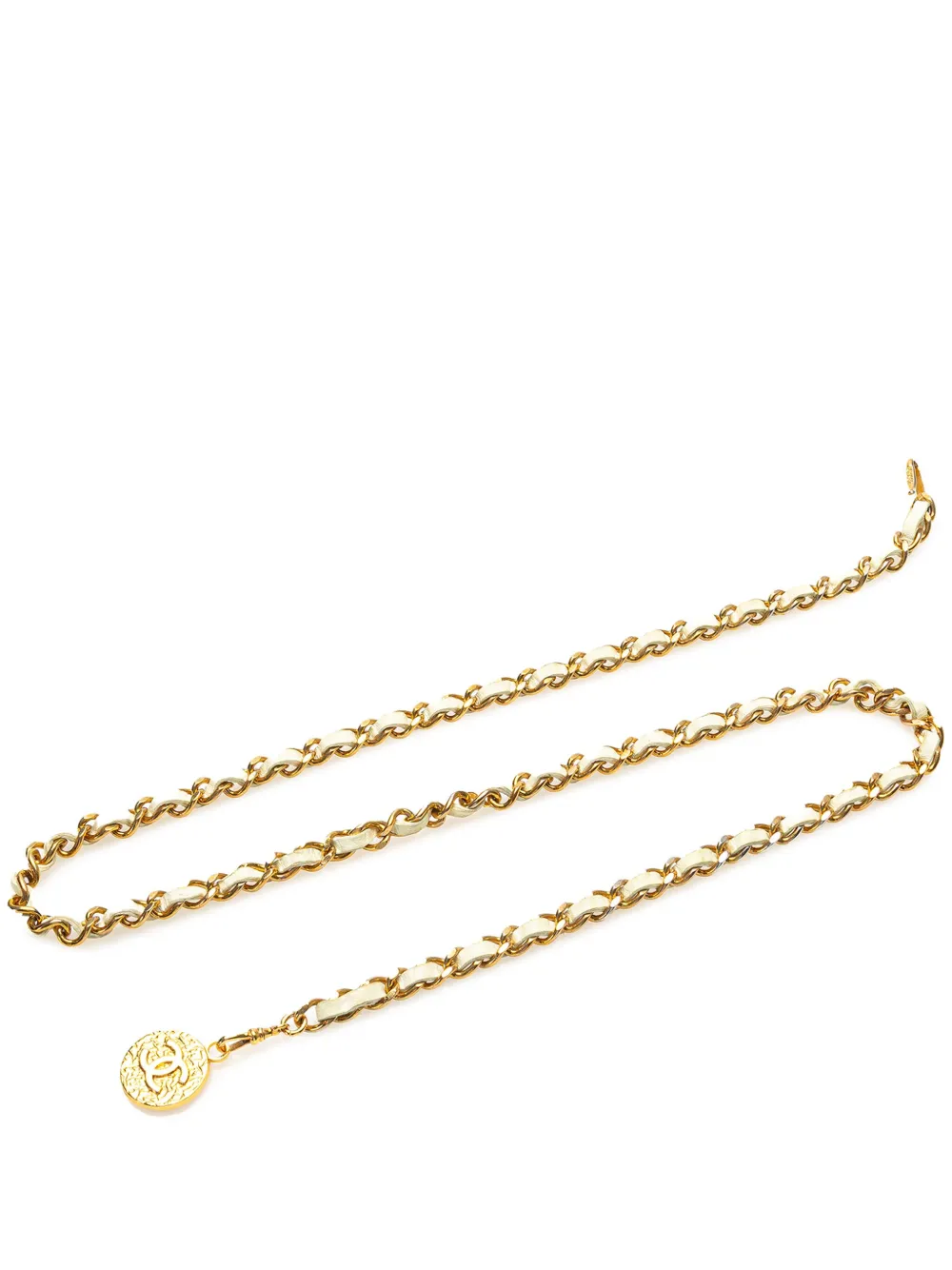 CHANEL Pre-Owned 1982 ゴールドプレーテッド メダリオン レザーチェーンベルト - ゴールドトーン CHANEL Pre-Owned 1982 ゴールドプレーテッド メダリオン レザーチェーンベルト - ゴールドトーン