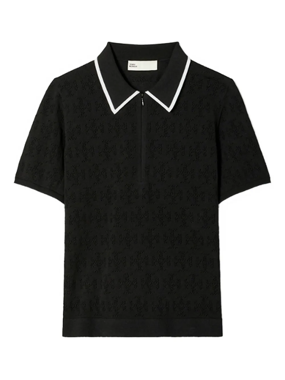 Tory Burch Camisa polo monogramada com zíper | Preto | Image 1
