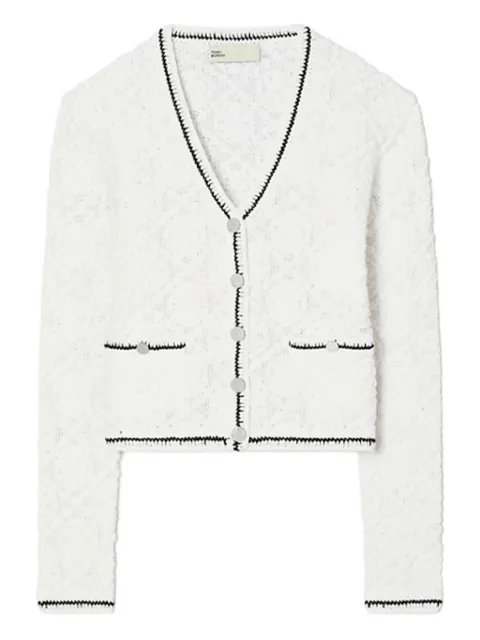 Tory Burch Cardigan de renda com logo