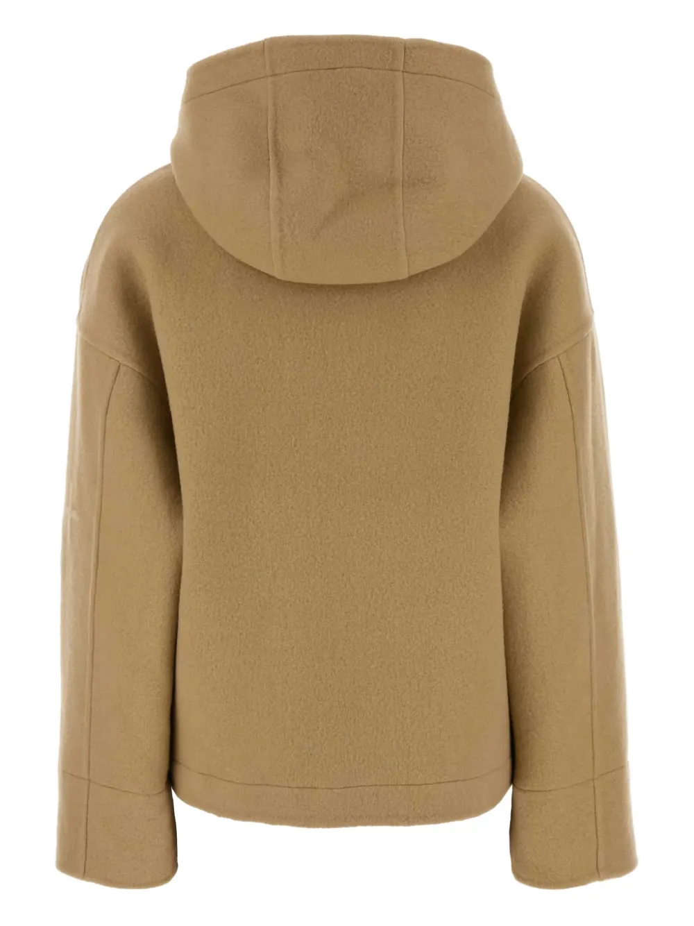 Jil Sander Long Sleeve Hooded Felt Outerwear In Brown