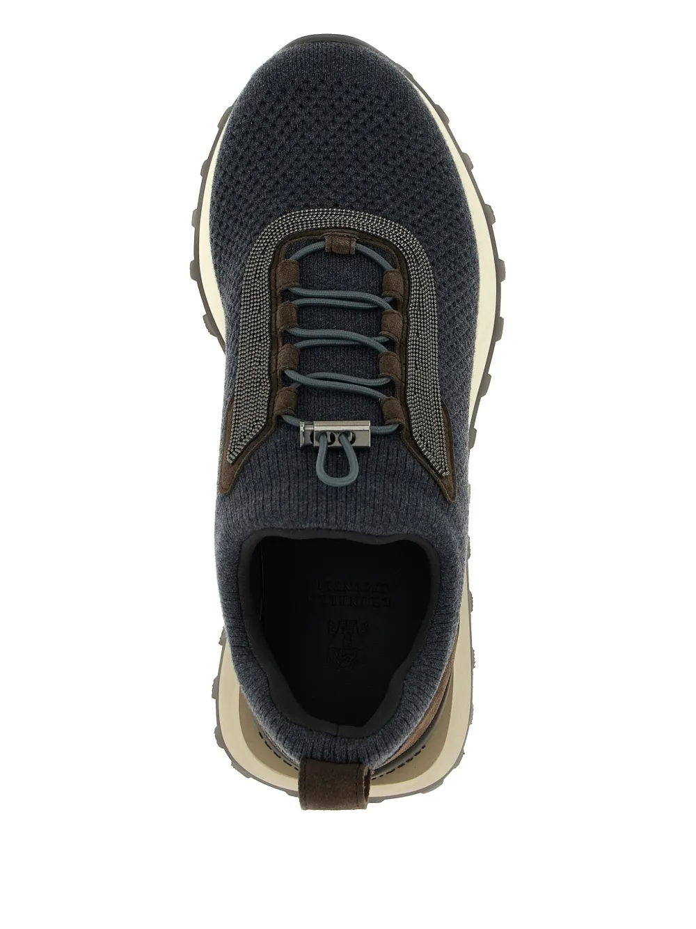 Brunello Cucinelli Knitted Suede Sneakers In Gray