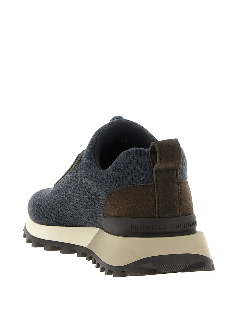 Brunello Cucinelli Knitted Suede Sneakers In Gray