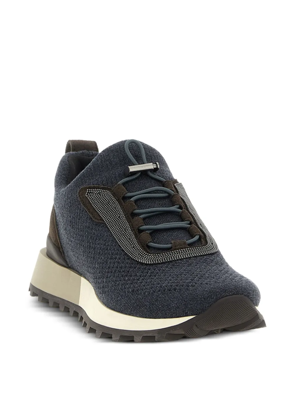 Brunello Cucinelli knitted suede sneakers Grey