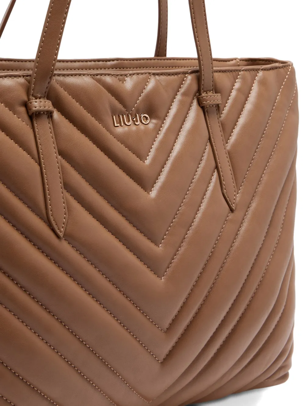 Liu •jo Large Quilted-chevron Tote Bag In Brown
