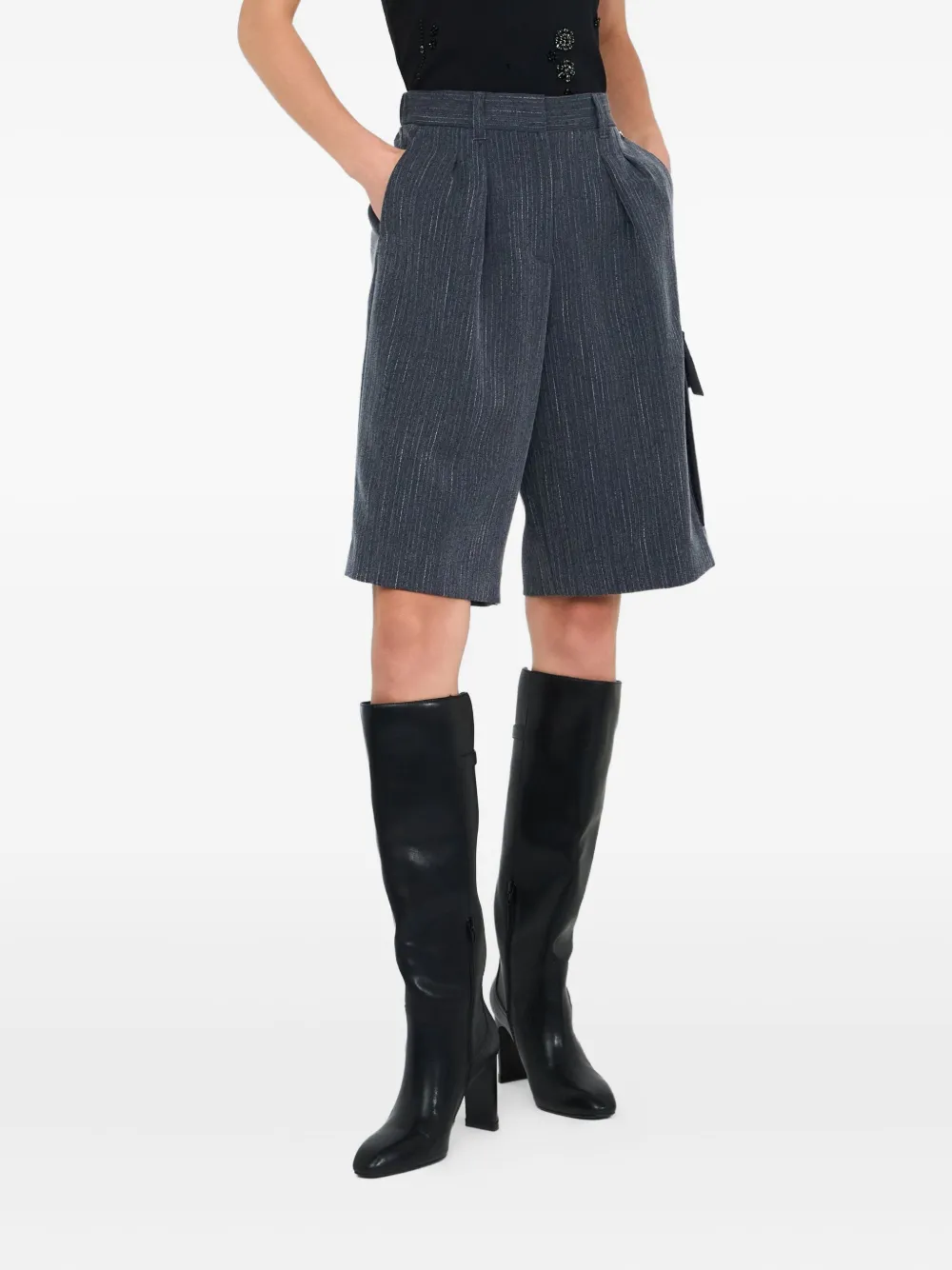 Liu •jo Pinstripe Cargo Shorts In Blue