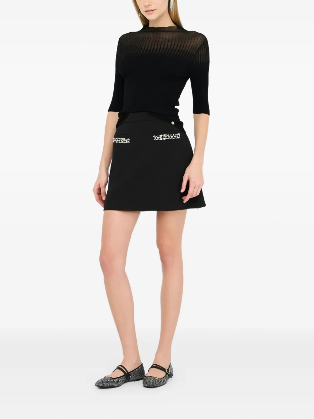 LIU JO rhinestone pocket mini skirt - Zwart