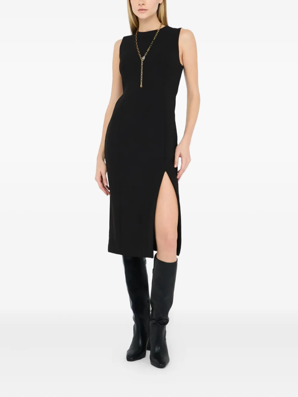 LIU JO side-slit back-detail midi dress - Zwart
