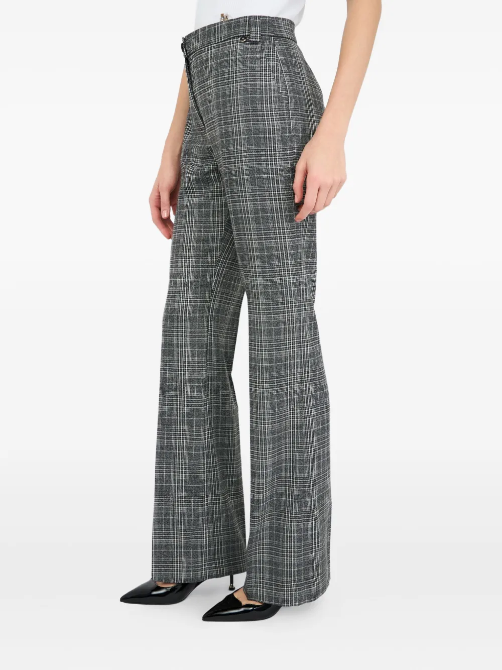Liu •jo Glen Plaid Flare Trousers In Gray